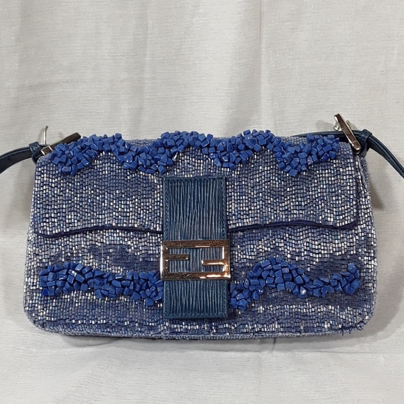 Handbags - Blue embellished beading handbag